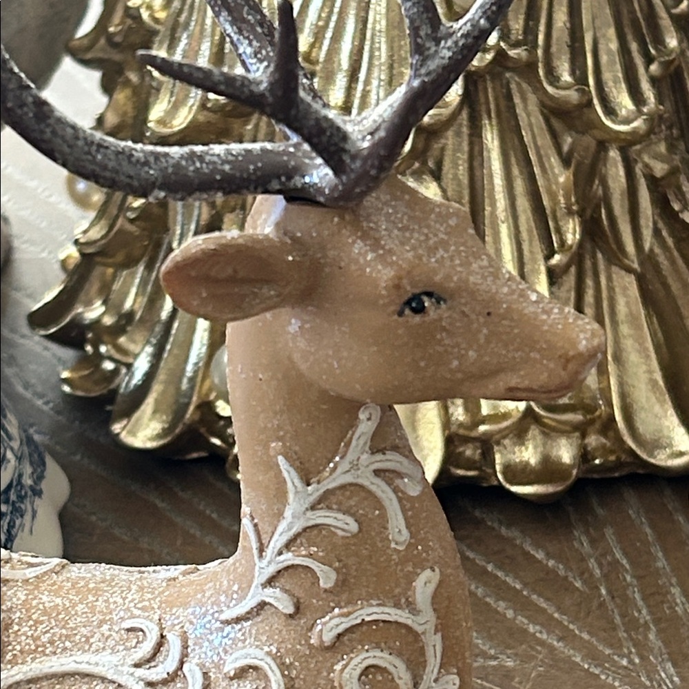 NEW! Vintage Inspired Gingerbread Holiday Santa Reindeer Figurine - Picture 4 of 11